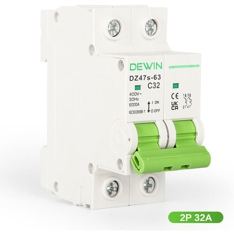 2P 32A Ménage AC400V Mini Disjoncteur Protection Contre Les Courts-Circuits de Surcharge pour Système pv - Dewin