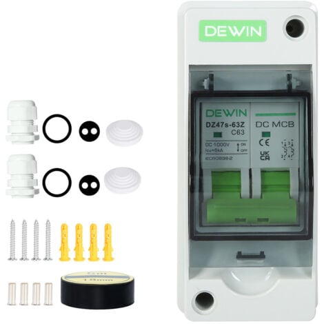 DEWIN 2P 63A DC 1000V PV-Leistungsschalter Mini-Solar-Leistungsschalter mit wasserdichtem Verteilerkasten