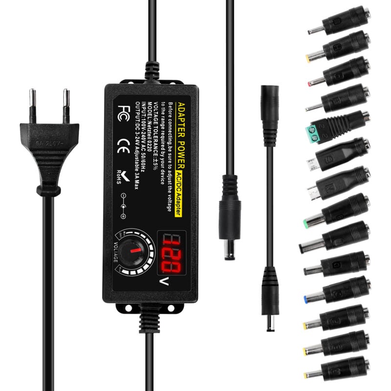 Dewin - 3A 72W Alimentation universelle 3V-24V Adaptateur secteur réglable 100V-240V Convertisseur ac vers dc eu