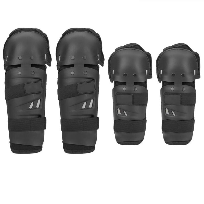 4 pcs Moto Motocross Cyclisme Coude Genouillères Protecteur Protège-Tibia Armures Ensemble Noir - Dewin