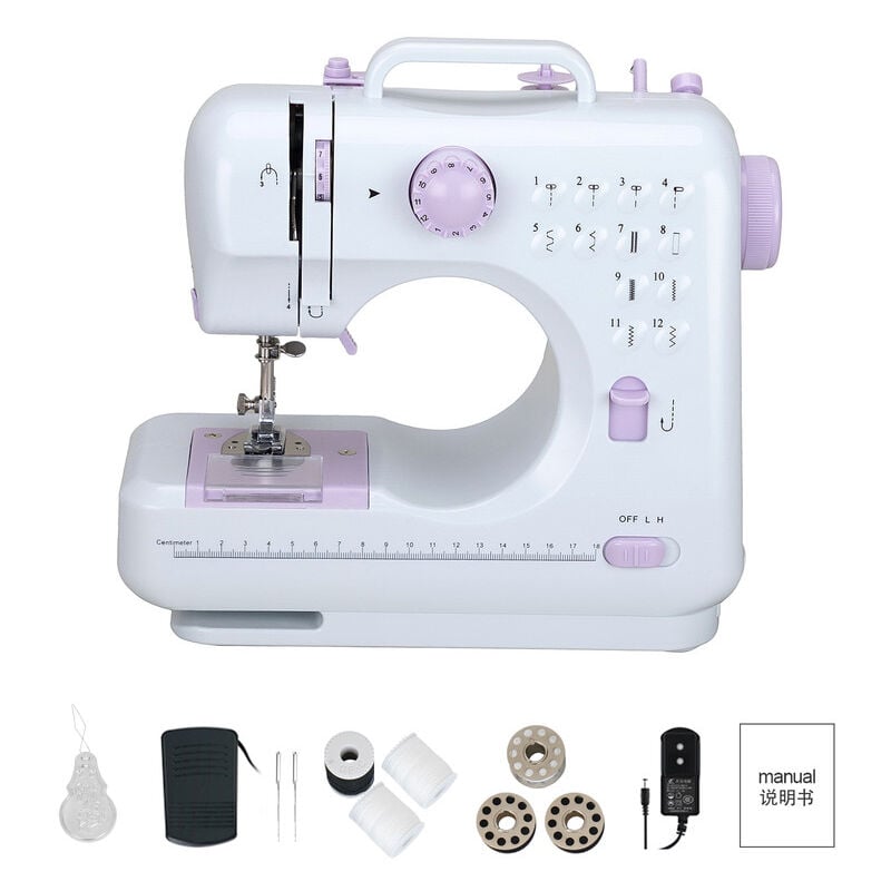 505A Machine à Coudre électrique 12 Points Mini Machine à Coudre Double Fil Domestique eu 220V - Dewin