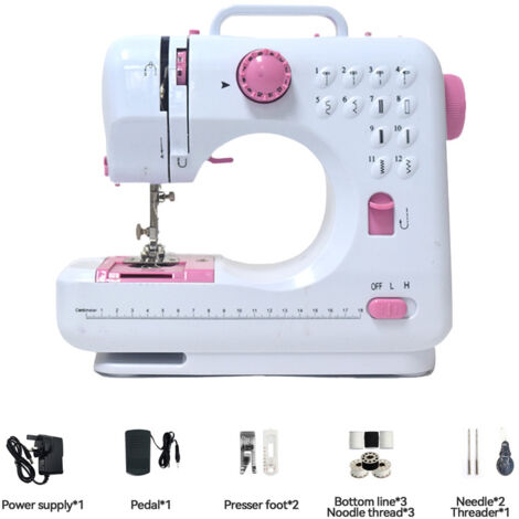 DEWIN-505A sewing machine (pink button) British regulations 220V (color box+half -bag foam)