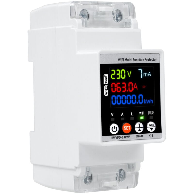 Dewin - 63A Compteur d'électricité WiFi Protection intelligente contre les fuites de réenclenchement Disjoncteur de surtension et de sous-tension