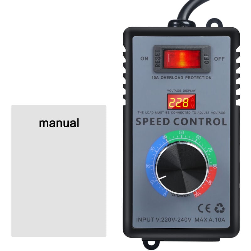 Dewin - ac 220V 10A 4000W Régulateur de Tension Température Moteur Contrôleur de Vitesse du Ventilateur Gradateur Prise ue