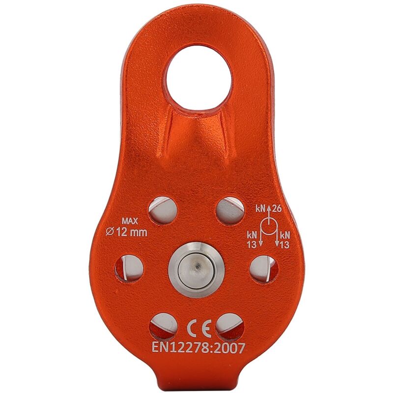 Bloc de poulie à Corde pivotant Simple Robuste en Alliage d'aluminium 26KN pour Corde de 12 mm (Orange) - Dewin