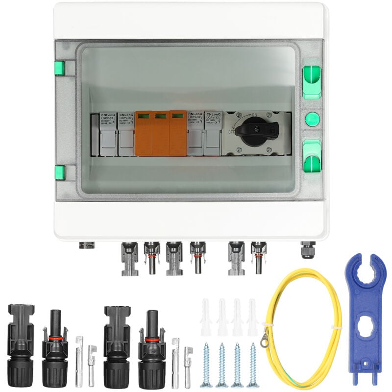 Dewin - Boîte de Combinaison Solaire pv 2 en 1 sur 2 Chaînes Boîte de Distribution en Plastique étanche extérieure 1000V 32A pour systèmes Solaires