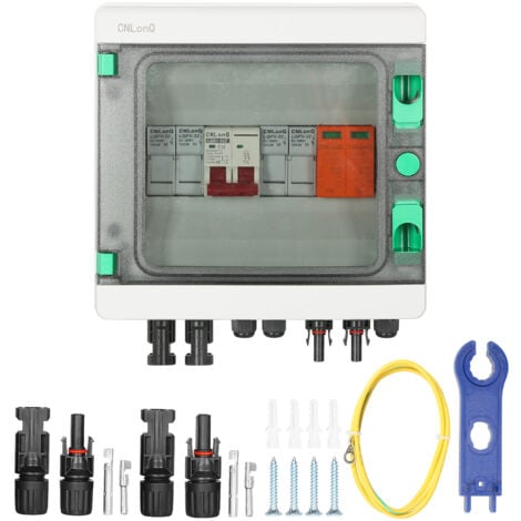 DEWIN Boîte de combinateur solaire photovoltaïque à 2 chaînes, boîte de combinateur solaire photovoltaïque 2 en 1 boîte de distribution en plastique étanche extérieure système solaire pour panneaux ph