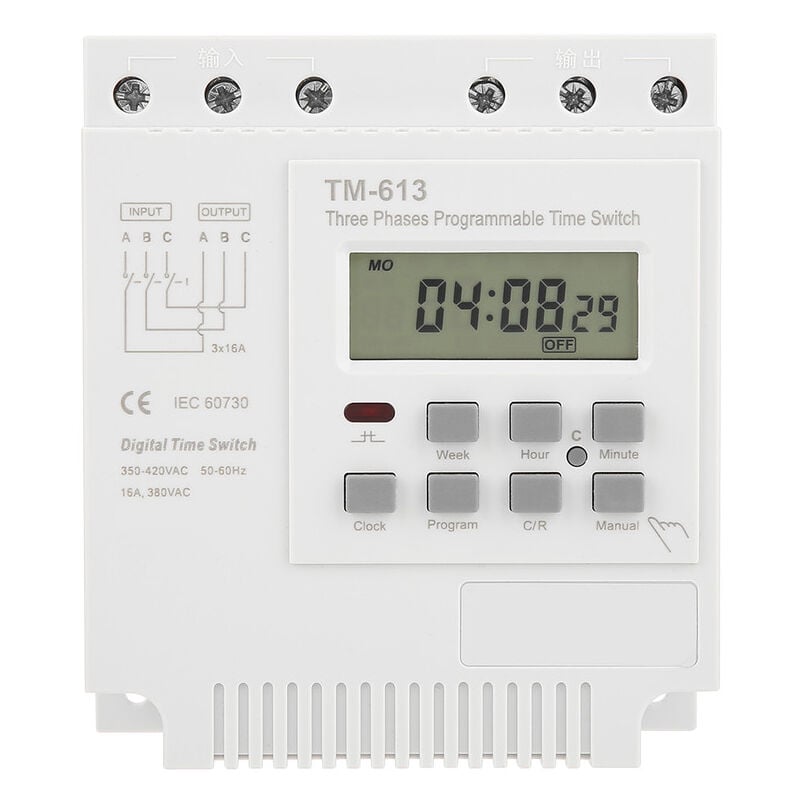 Commutateur de minuterie, commutateur de relais de minuterie programmable TM-613 380 v 16 a électronique numérique - Dewin