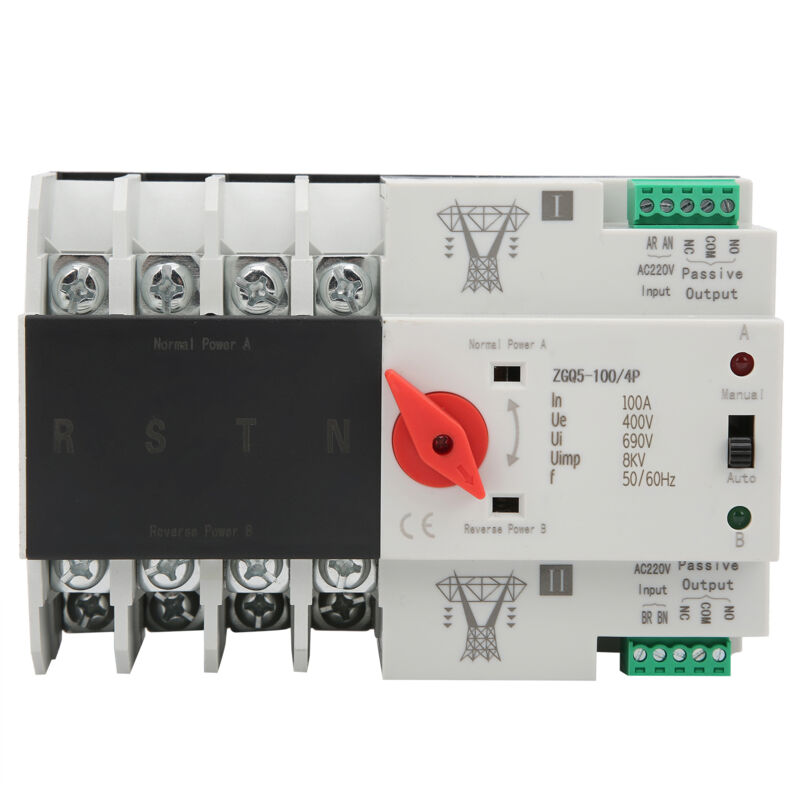 Commutateur de Transfert Automatique Double Puissance ZGQ5-100/4P 220V Double Contrôleur de Puissance Commutateur Disjoncteur Contrôleur de