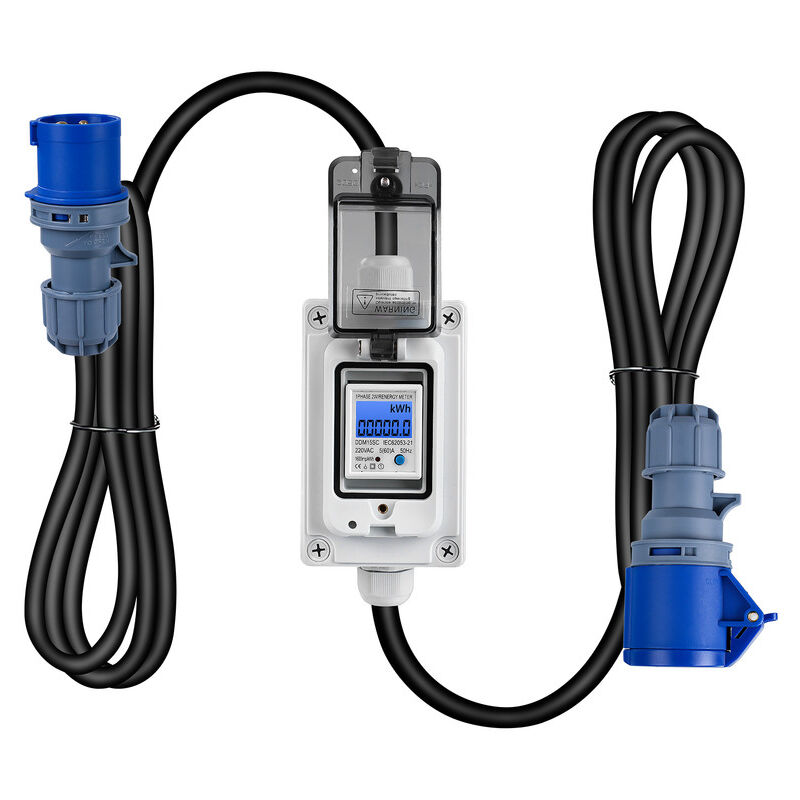 Compteur d'électricité numérique mobile 16A 230V Compteur de consommation d'énergie étanche pour camping-cars - Dewin