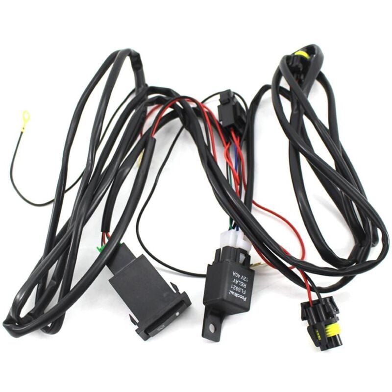 Dewin - Kit de relais de fusible de faisceau de câblage d'interrupteur marche/arrêt universel pour phare antibrouillard led de voiture 12 v