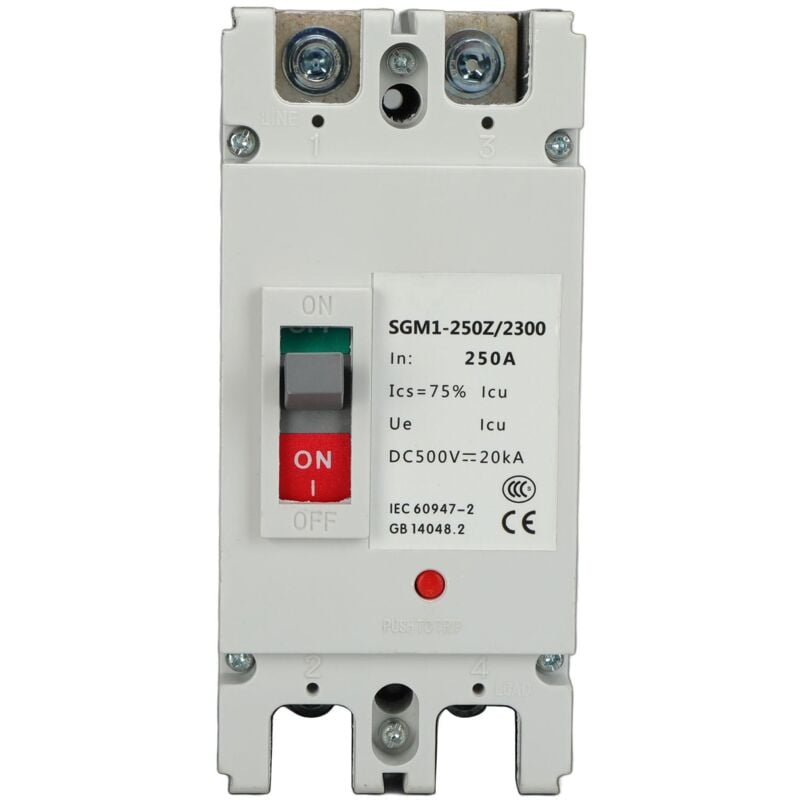 Disjoncteur 2P mccb Protection de Batterie Solaire Interrupteur Isolateur Protecteur 250A 500V - Dewin