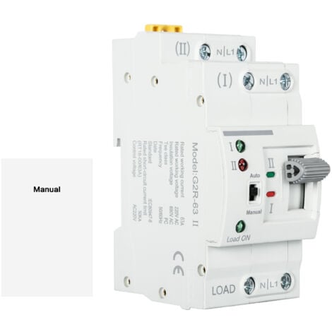 DEWIN Dual Power Automatischer Transferschalter G2R DIN-Schiene 2P 63A ATS Elektrische Wahlschalter 220V