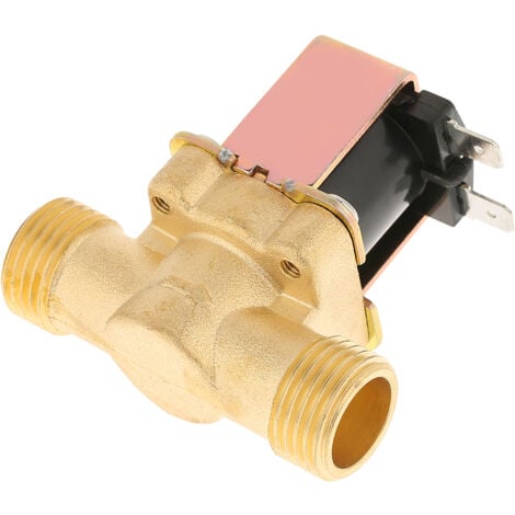 DEWIN Électrovanne électrique en Laiton - 1/2 Pouce DC 12V Vanne de commutation de débit d'entrée d'eau Normalement fermée pour Le contrôle de l'eau