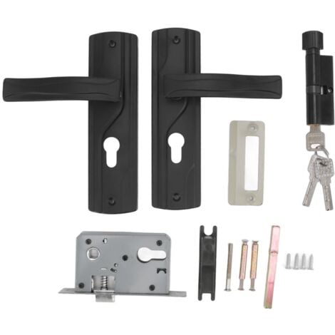 DEWIN Juego de Cerradura para Puerta de Dormitorio, Juego de Llaves de Cerradura con manija de Puerta Negra Universal Manija de Puerta Engrosada para Sala de Estar