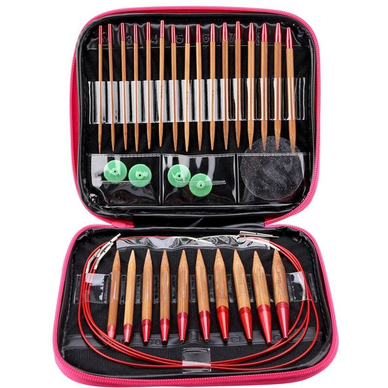 Dewin - Kit d'aiguilles Circulaires en Aluminium de Bambou de Carbone remplaçable d'aiguille d'arrondi adapté au Travail Manuel de Bricolage