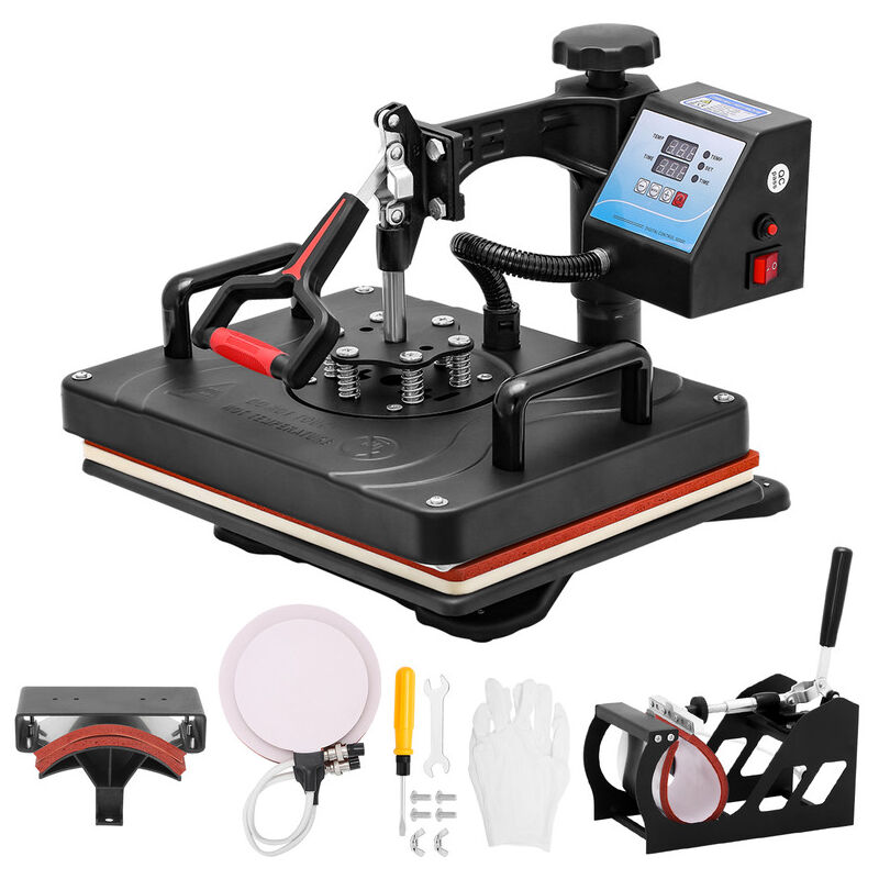 Machine de Presse à Chaleur 5 en 1 Machine de Transfert de Chaleur multifonctionnelle pivotante pour T-Shirts Tasses eu - Dewin