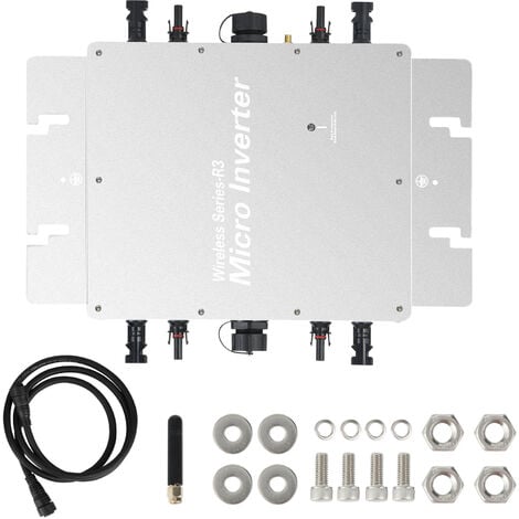 DEWIN Micro inversor,inversor de conexión a red solar MPPT,convertidor de conexión a red con sistema de monitoreo de teléfono móvil WiFi (1600 W)