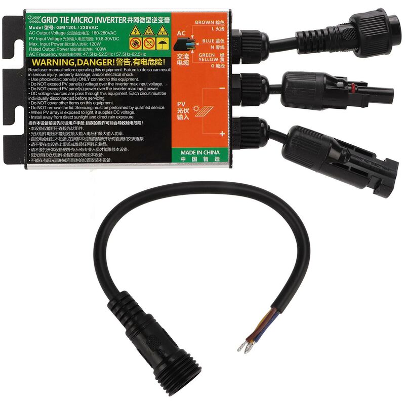 Dewin - Micro-Onduleur Solaire, Onduleur à Onde sinusoïdale à Onduleur Solaire pour Petits systèmes Solaires extérieurs(120W)