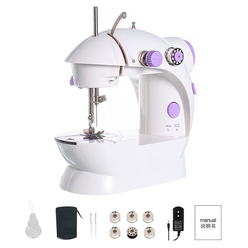 Mini Machine à Coudre électrique Domestique Double Fil Machine à Coudre à 2 Vitesses avec pédale Prise eu - Dewin