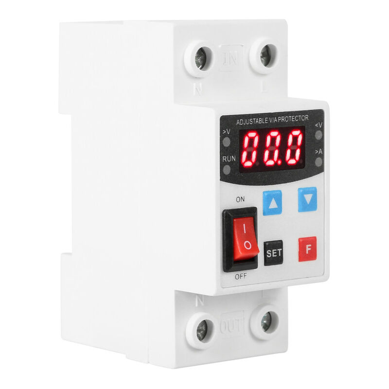 Dewin - Protecteur de Tension, Régulateur de Tension réglable 2P Double Affichage numérique 40A 230V ac Protection Basse Tension Dispositif de