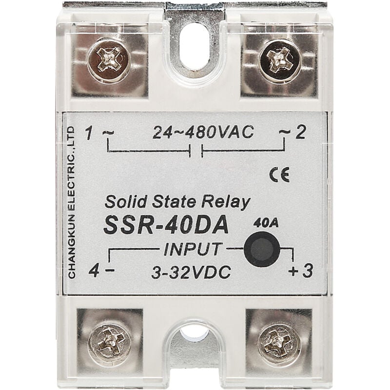 Dewin - Single Phase Solid State Relay SSR-40DA dc to ac 3-32VDC Input 24-480VAC Output Relay Module