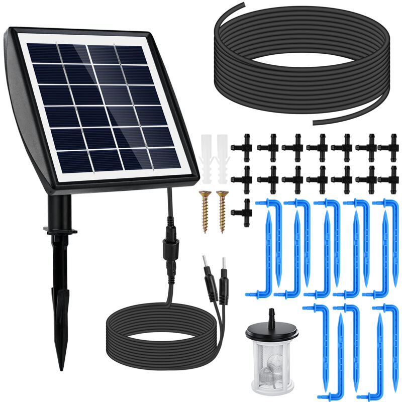 Dewin - Système d'irrigation Goutte à Goutte Solaire Système d'arrosage Automatique avec minuterie pour Plantes en Pot de Balcon de Jardin