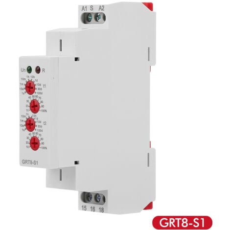 DEWIN Zeitrelais, Nachlaufrelais GRT8-S1 AC 230 V Ein/Aus-Zyklus-Timer Wiederholungszyklus-Zeitrelais