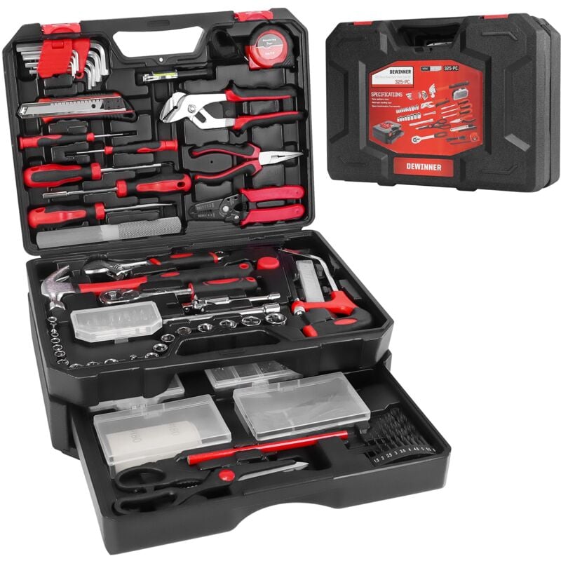 Boîte à Outils Complete 325 Pièces, Caisse a Outils avec Boîte, Portable Outils avec Boîte Résistante à Tiroirs, Outil Multifonction Parfait pour