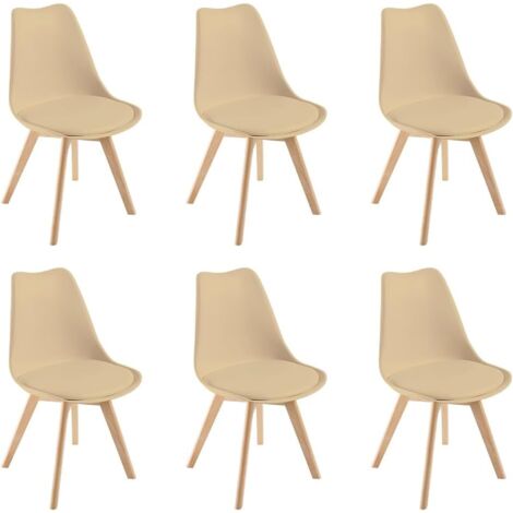 Dewinner – Lot de 6 chaises de salle à manger scandinaves kaki – Assise rembourrée en hêtre massif – Dossier ergonomique – Pieds en métal antidérapants