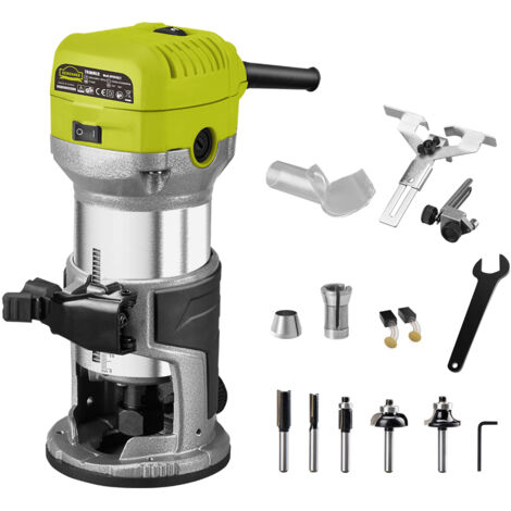 Dewinner – Défonceuse affleureuse électrique 710W – Vitesse 13000-33000RPM – 6 vitesses – 3 pinces 1/4' 6mm 8mm – Pour bois dur et teck