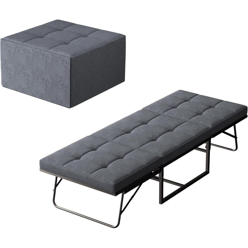 Lit Pliant 76 x 197 x 43 cm Canapé-lit 1 Personne pour Adult, Dossier Réglable sur 5 Positions, Lit Pliant Portatif pour Bureau, Chambre D'amis