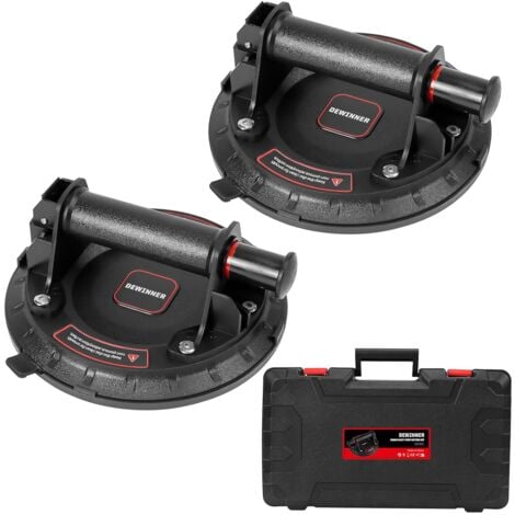 DEWINNER Ventouse à Vide Robuste x 2, Poignée en ABS Ventouse de levage en Verre,Capacité de Charge de 230 kg,Ventouse Industrielle pour le Levage de Surfaces Planes et Non Pporeuses