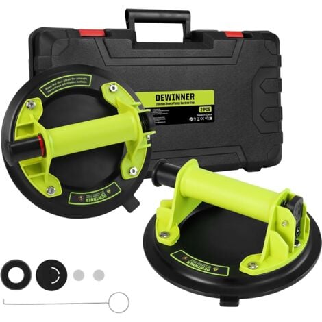 DEWINNER Ventouse Carrelage Professionnelle, Ventouse Vitre avec Boîte à Outils Portable, Capacité de Charge 110-200kg, pour Transport et Déménagement de Vitre, Tuiles