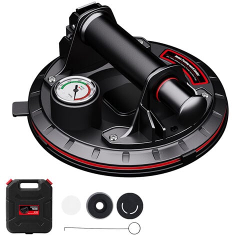 DEWINNER Ventouse Vitre, Ventouse à Vide Robuste avec Manomètre, Capacité de Charge de 300kg, Ventouse Levage Verre, Ventouse Industrielle pour le Levage de Surfaces Planes et Non Pporeuses