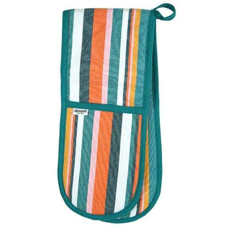Recycled Cotton Striped Double Oven Glove Teal - Dexam
