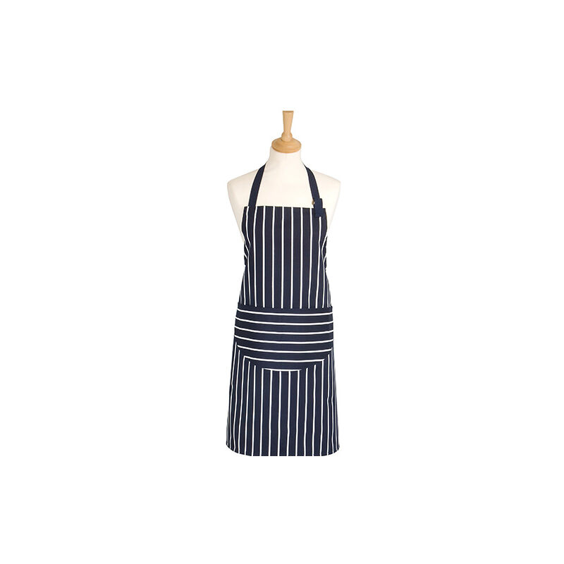 Rushbrookes Classic Butchers Stripe Adult Apron Navy - Dexam