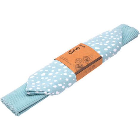 Dexam Sintra Recycled Cotton Spotted Napkin and Placemat Set Duck Egg