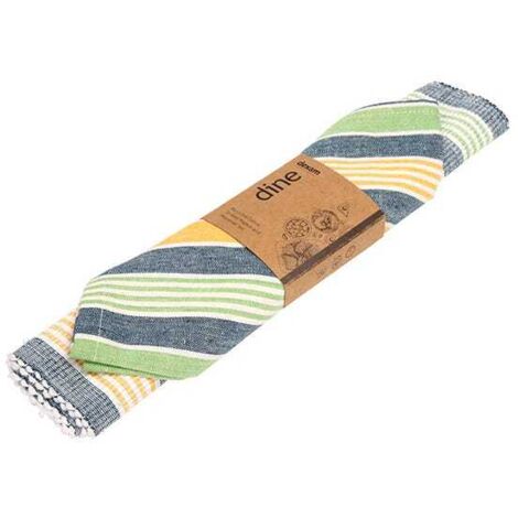 Dexam Sintra Recycled Cotton Striped Napkin and Placemat Set Blue