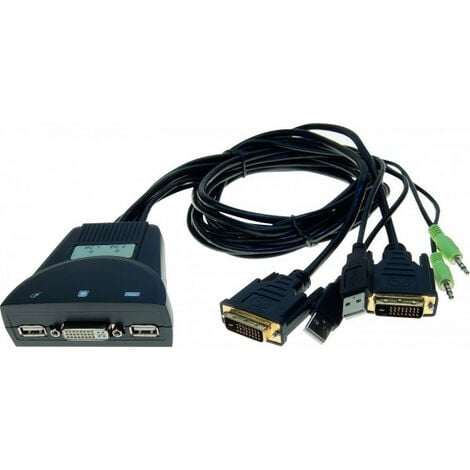 DEXLAN Switch KVM câbles intégrés DVI /USB/Audio 2 ports (061920)