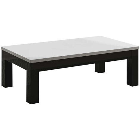 DEYTON - Table Basse L127cm Laquée Noir et Blanc Brillant