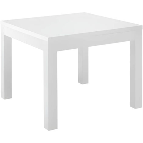 DEYTON - Table de Repas Carrée 100cm Laquée Blanc Brillant