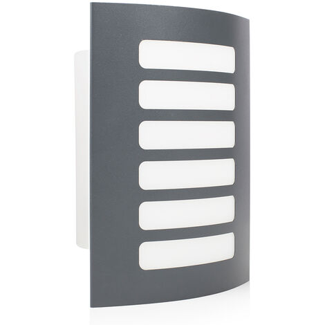 Dezente LED Außenwandleuchte mit grauem Edelstahlcover, IP44, 20 x 15 cm