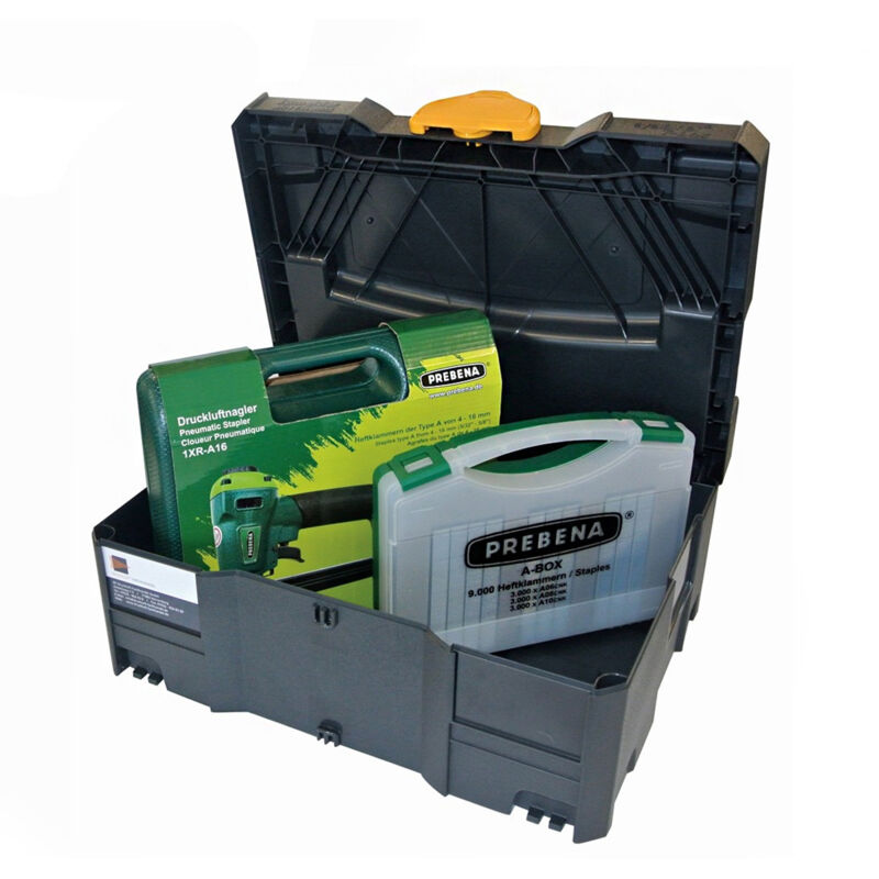 PROMOTION DF-Set d'économie Cloueur pneumatique Prebena 1XR-A16 + A-Box + Systainer
