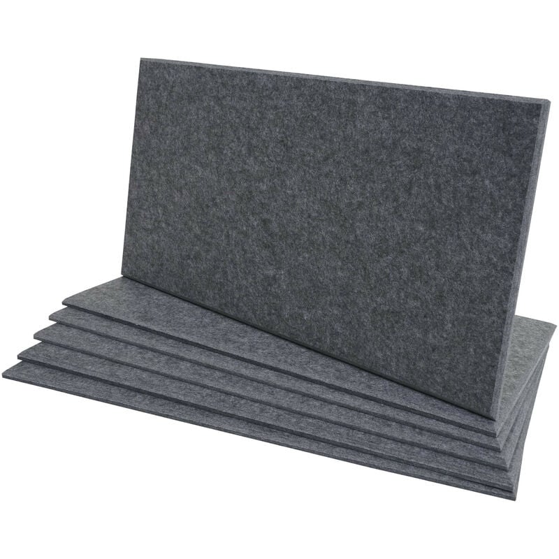 Lot de 6 panneaux muraux acoustiques HWC-L52 - panneaux muraux acoustiques - insonorisant 1qm surface 60x30cm - gris