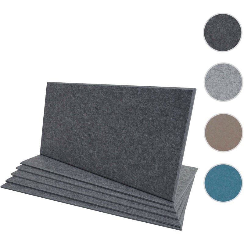 Lot de 6 panneaux muraux acoustiques HWC-L52 - panneaux muraux acoustiques - insonorisant 1qm surface 60x30cm - bleu