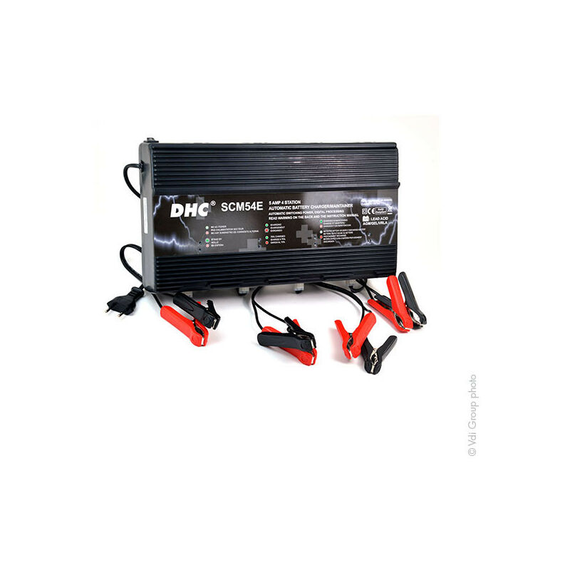 DHC - Station multi-charge 4 voies DHC 12V/5A 100-230V pinces crocodiles (Intelligent)