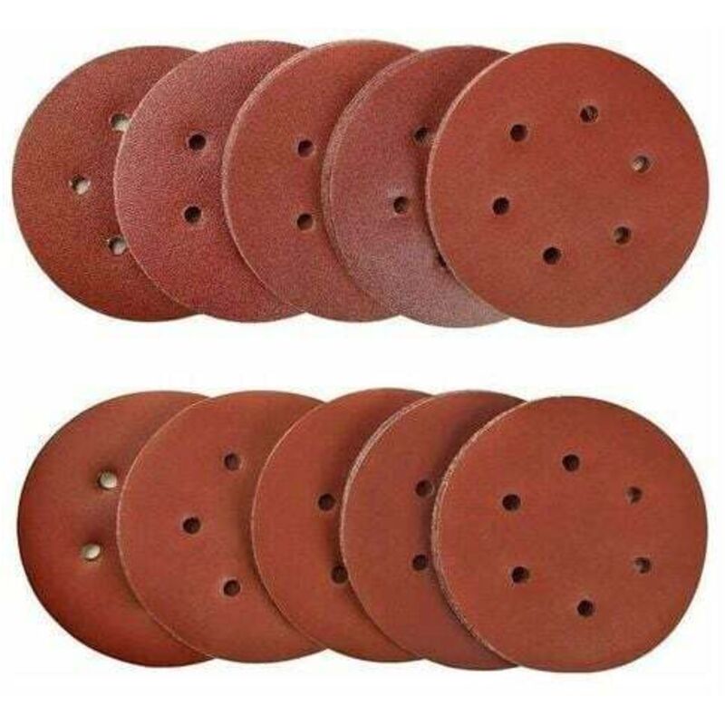 100 Pièces 150mm disques abrasifs Disque de Ponçage Disques Abrasifs 40/80/120/180/320/600/800/1000/1500/2000 Grain Idéal pour Poncer/ Polir/
