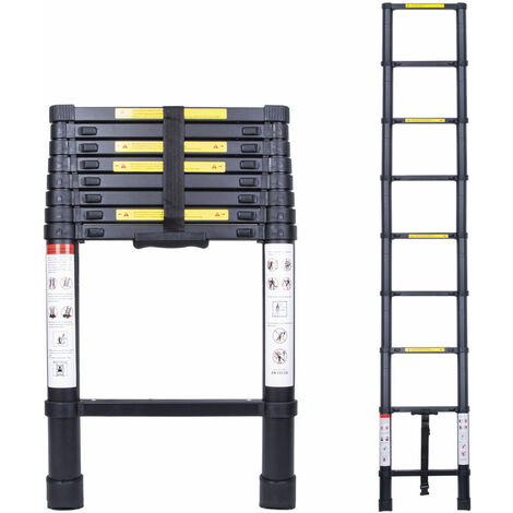 DHKLFA 2.6M Échelle Télescopique Escabeau Multi-Fonction Escamotable en Aluminium Portable Pliante Multifonction Ladder Charge 150 kg
