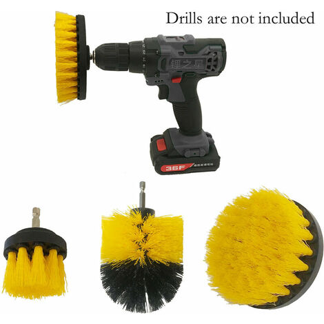DHKLFA Brosse Perceuse 4 pièces, brosse nettoyage salle de bain, produits et accessoires de nettoyage(perceuse Non Incluse)